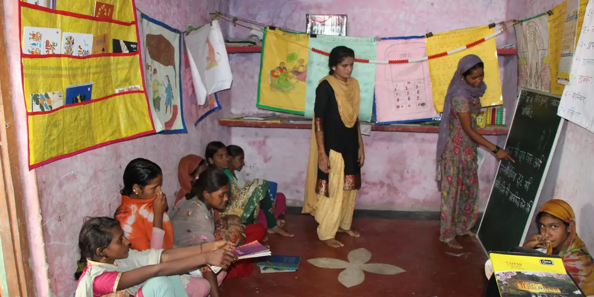 Schoolgirls in a classroom in India